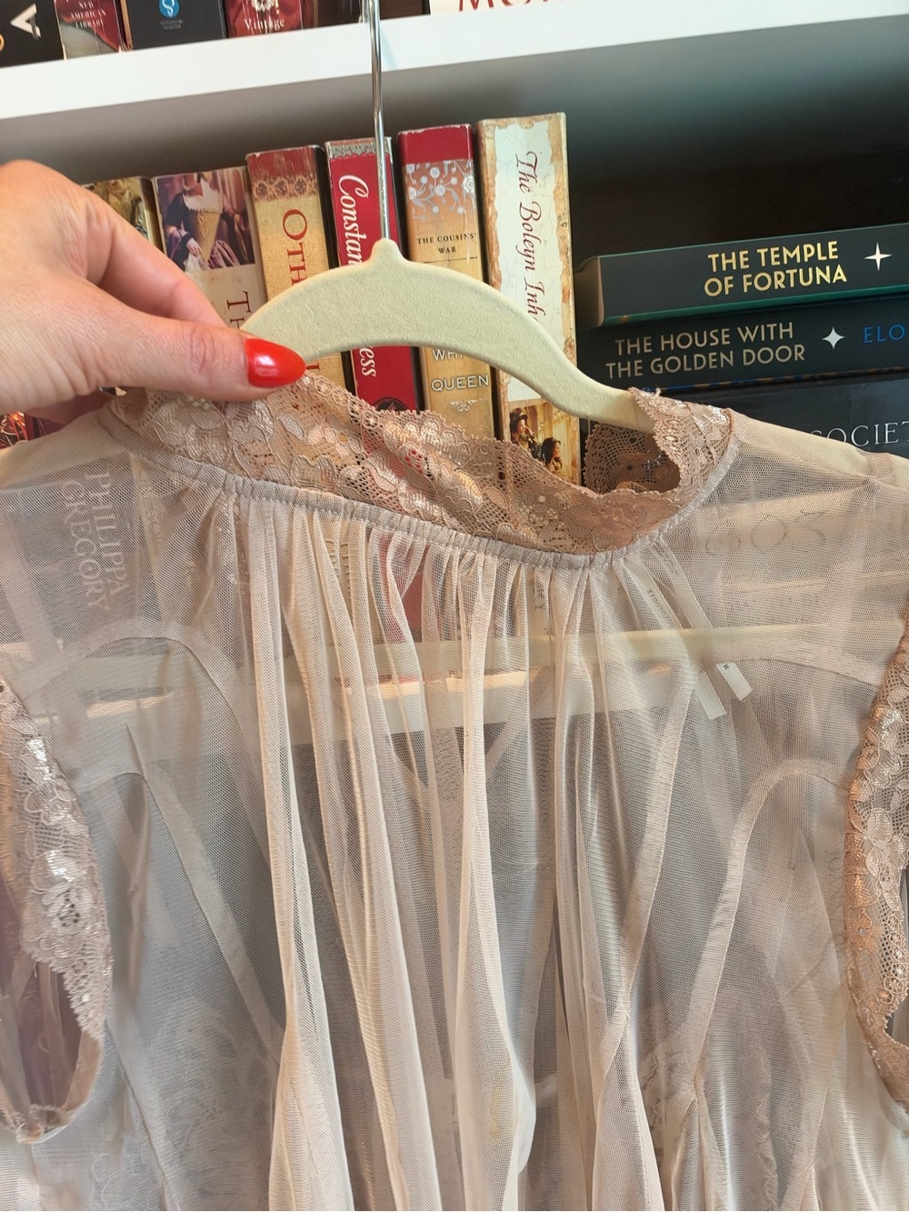 Anthropologie Sheer Lace Flutter Top — Blush Pink - Picture 7 of 11